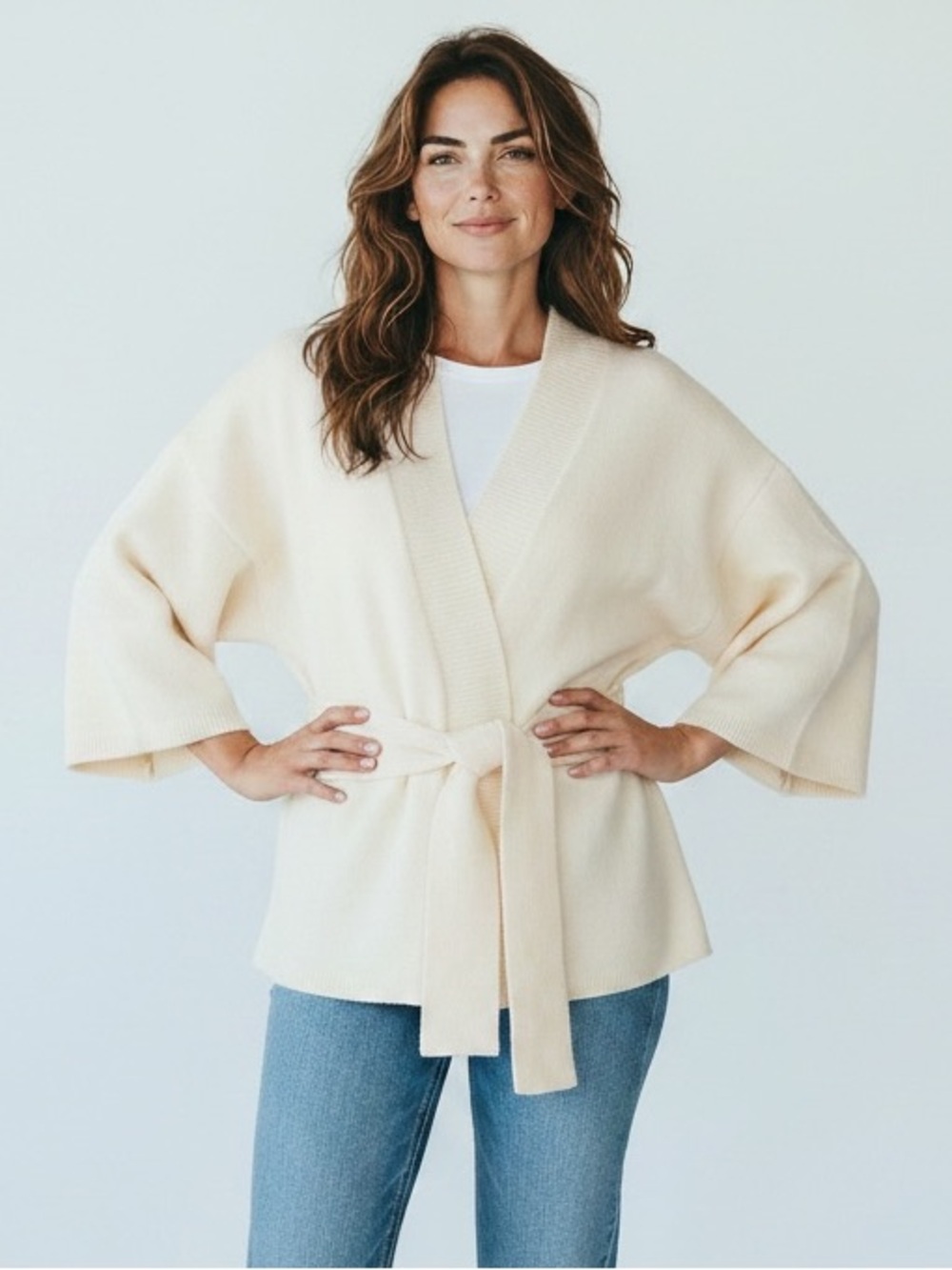 VICTORIA’S SECRET Luxe Creme Knit Wrap Sweater Candlelight Size M/L NEW